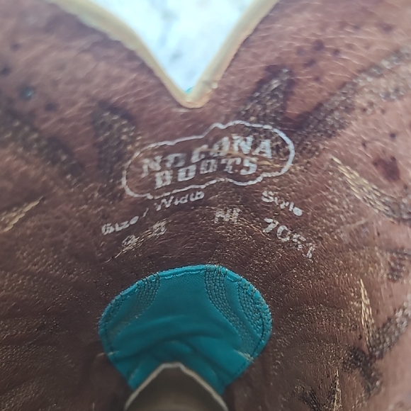 Nocona Turquoise and Black Western Heeled Boots - Picture 5 of 7